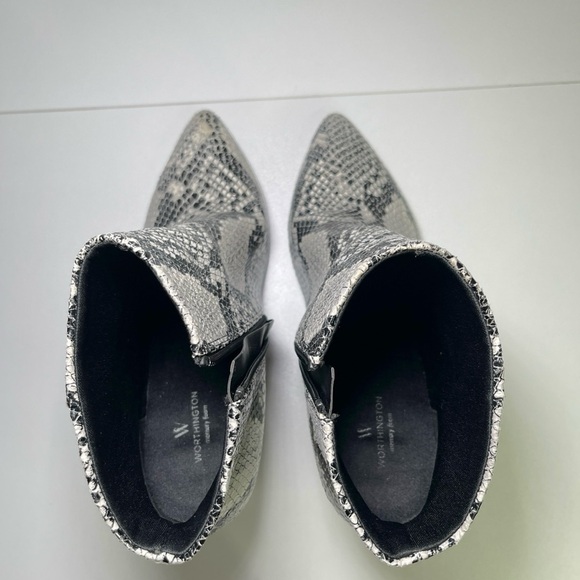 Worthington Lorna Snakeskin Ankle Booties Women 9.5 Pointed Toe Memoryfoam Zipup - Picture 6 of 13